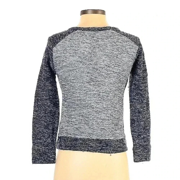 J. Crew Boucle Jacket Zip Cardigan Indigo Blue Grey Color Block  XS X-Small 0 2 - Picture 3 of 4